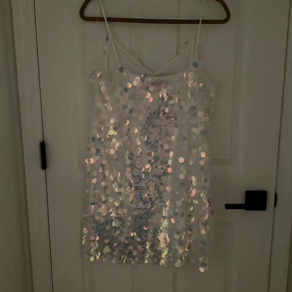 Brand New Iridescent White Sequin Cocktail Dress - Picture 3 of 6